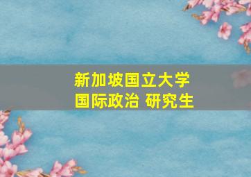 新加坡国立大学 国际政治 研究生